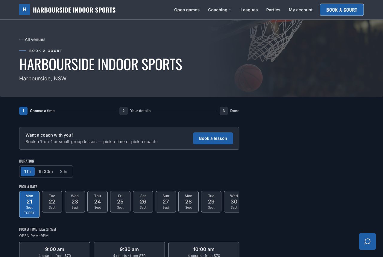 Board design, dark, on the booking page