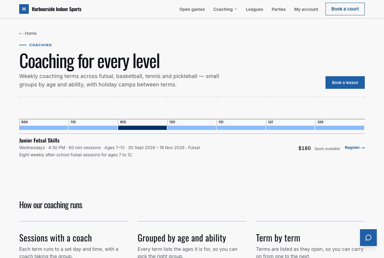 Grid design, light, on a coaching listing page