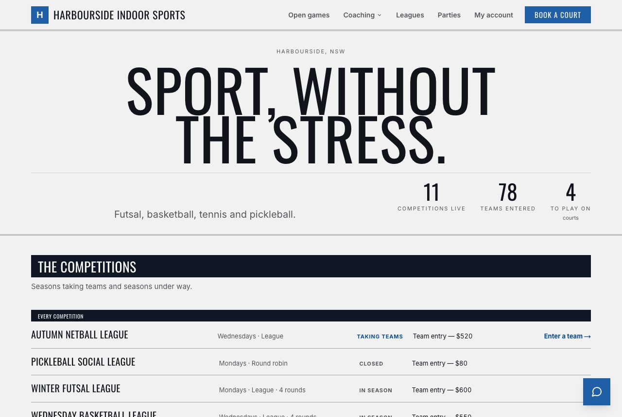 Fixture design, light, on the home page of a sample venue