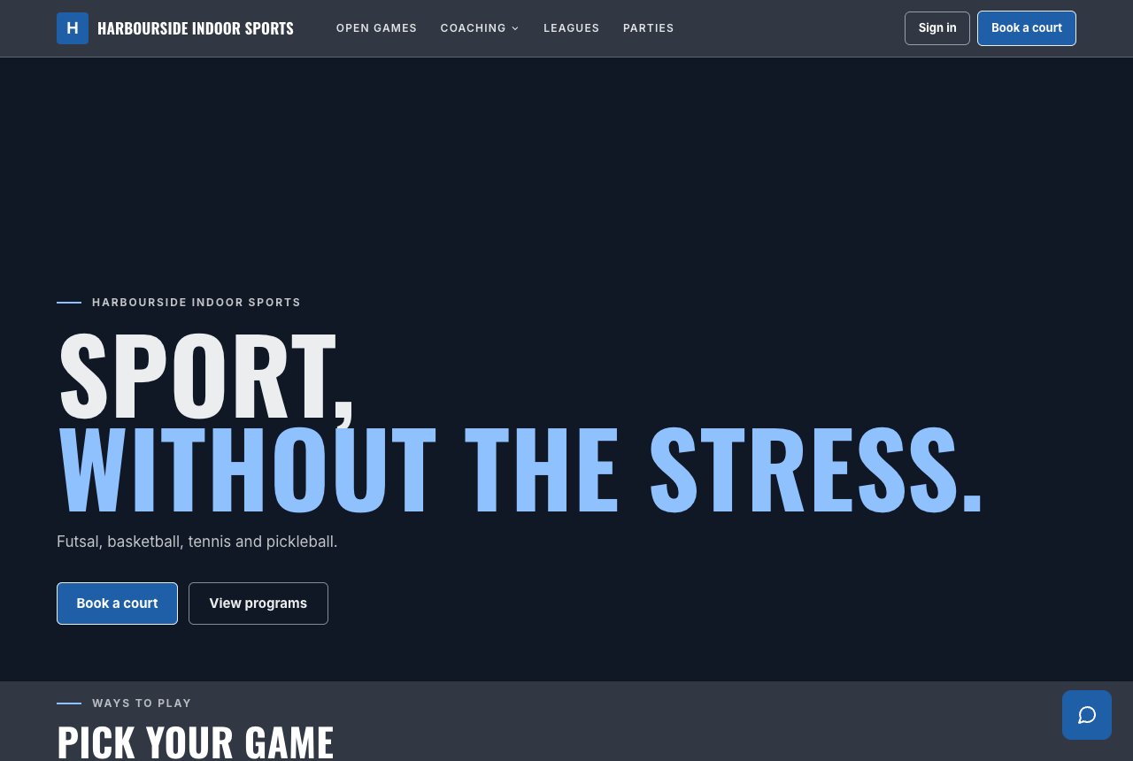 Ground design, dark, on the home page of a sample venue