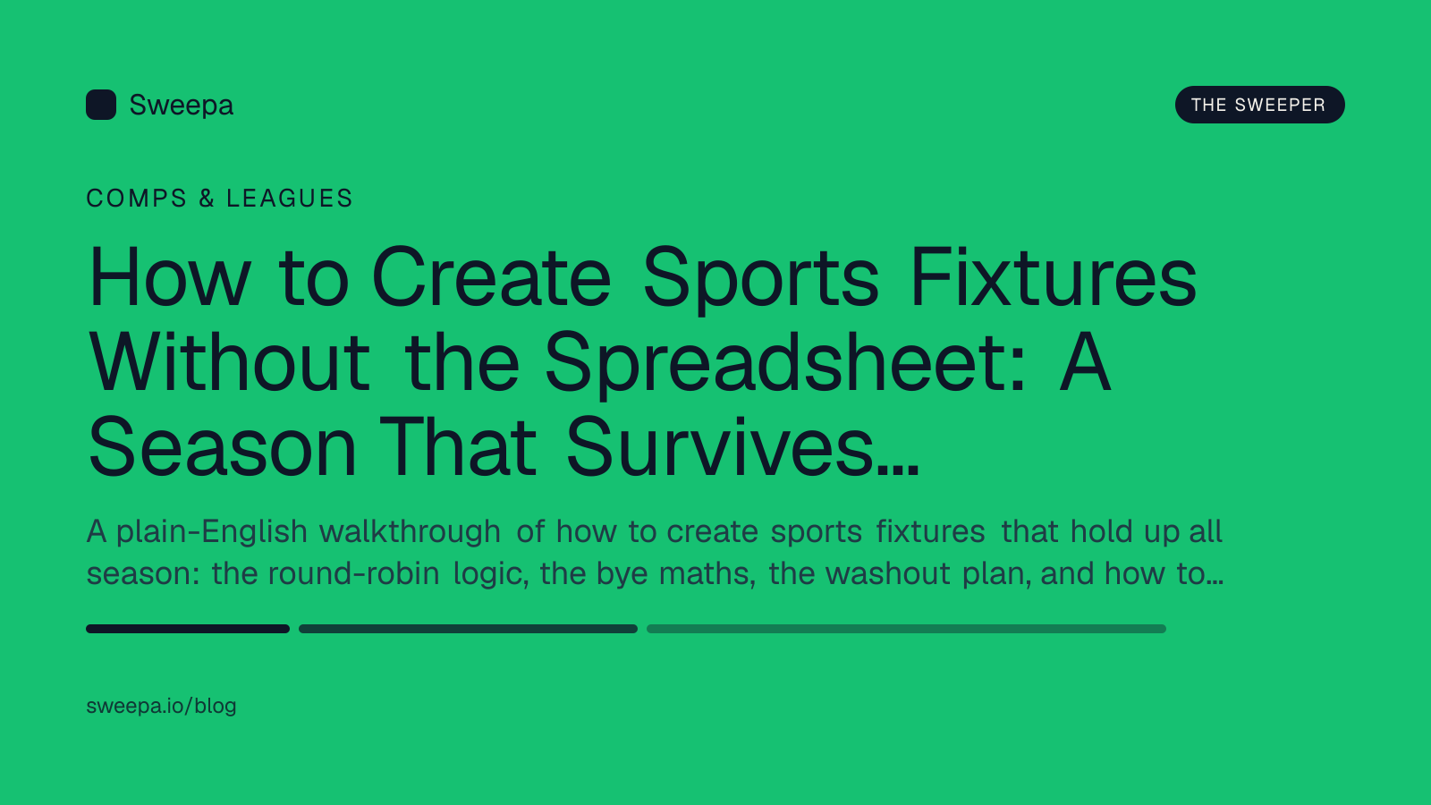 How to Create Sports Fixtures Without the Spreadsheet: A Season That Survives Contact — Sweepa blog
