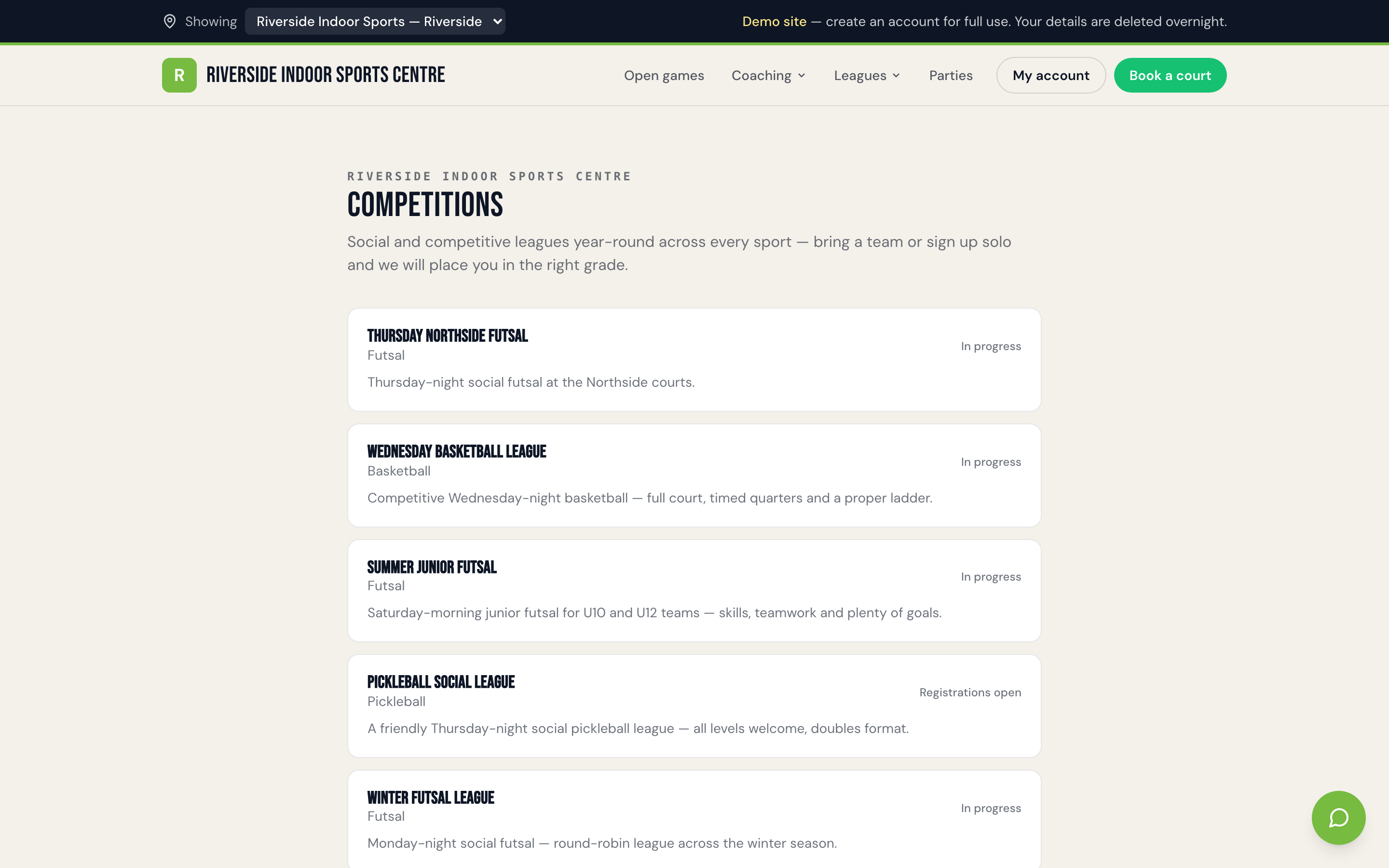 Public competition page showing the final ladder and finals results at season's end