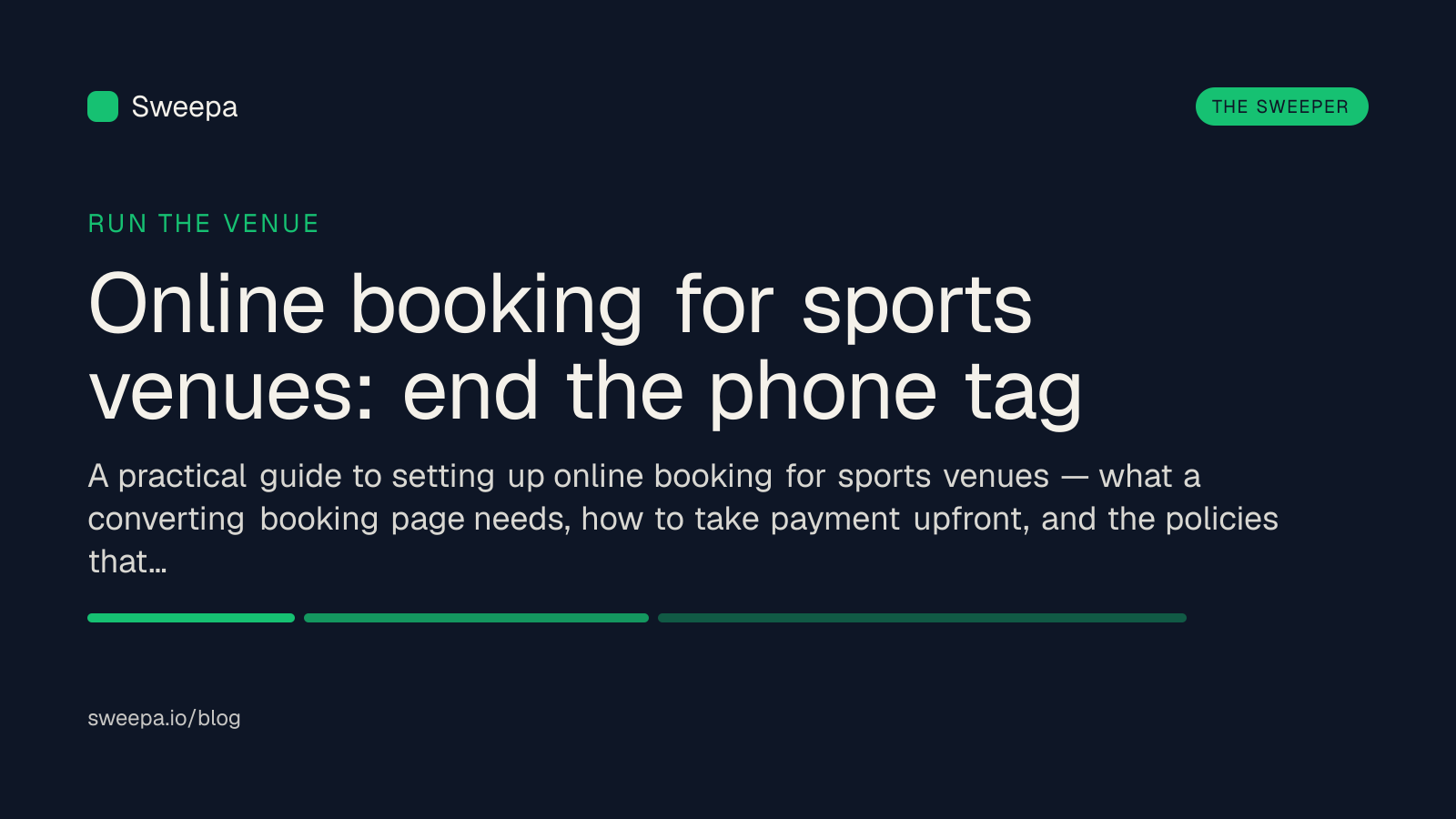 Online booking for sports venues: end the phone tag — Sweepa blog